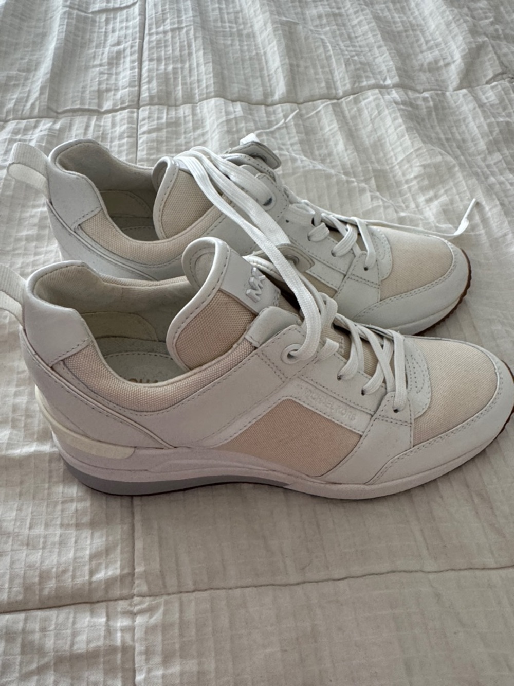 Michael Kors White and Cream Low-Top Sneakers